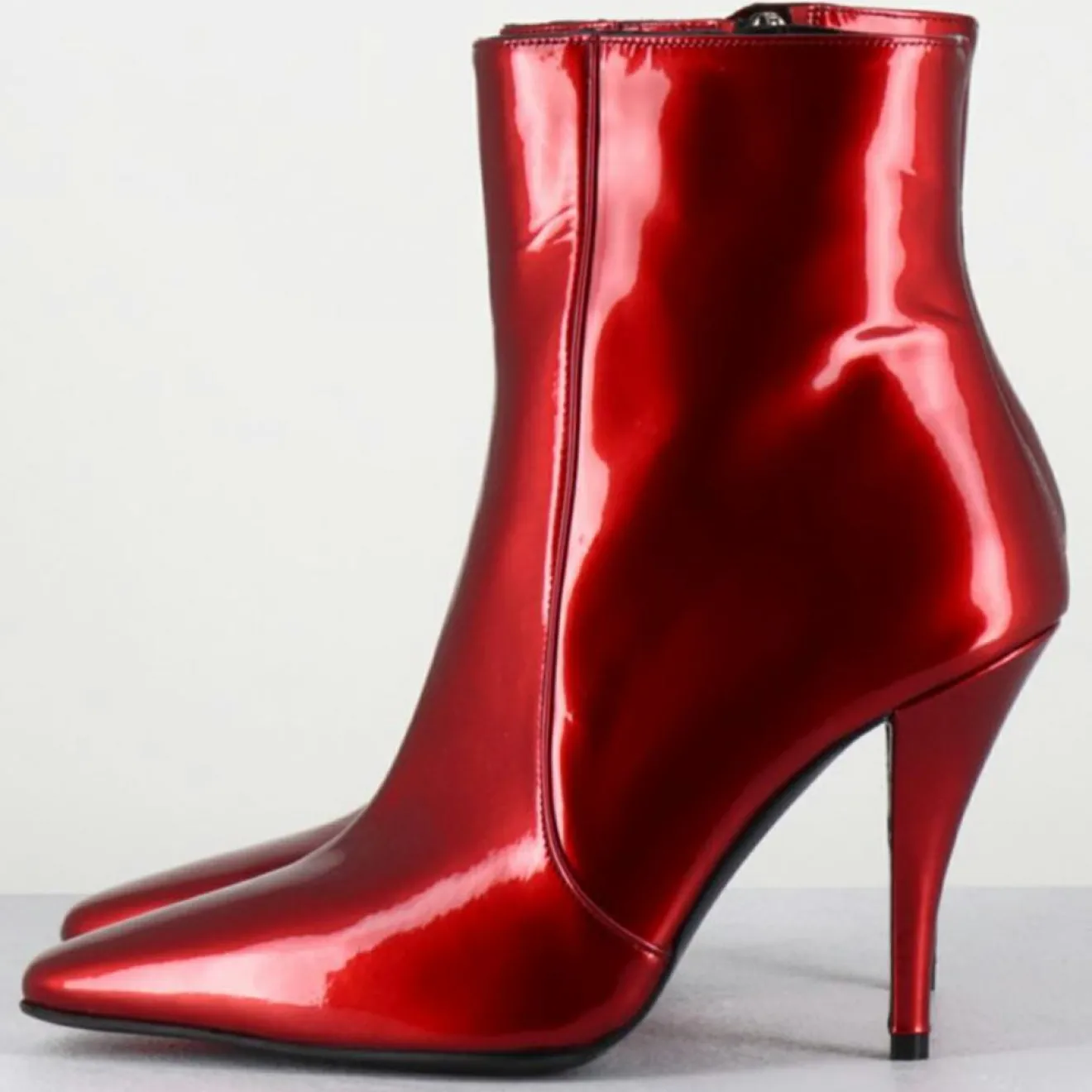 Femme Garrice Lab Bottines en Cuir mecha galaxie rouges - Talon : 9.5cm