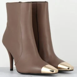 Hot Garrice Lab Bottines en Cuir mecha grège - Talon : 9.5cm