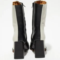 Femme Apologie Bottines en Cuir Nicole bicolore noir/beige - Talon 8,5 cm