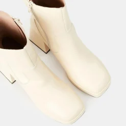 Femme Galeries Lafayette Bottines en Cuir plateforme beiges - Talon 9 cm