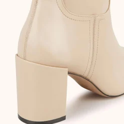 Online Cosmoparis Bottines en Cuir Rissia beiges - Talon 7 cm