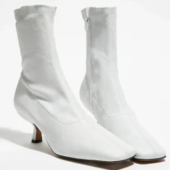 Online By Far Bottines en Cuir Socks blanches - Talon 5,5 cm