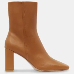 Femme Galeries Lafayette Bottines en Cuir talon bout carré camel - Talon 7 cm