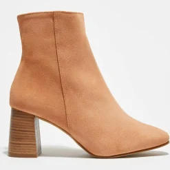 Femme Apologie Bottines en Velours de Cuir Elsa poudre - Talon 8 cm