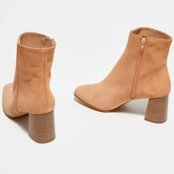 Femme Apologie Bottines en Velours de Cuir Elsa poudre - Talon 8 cm