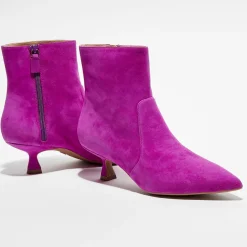 Femme Stuart Weitzman Bottines en Velours de Cuir Melena 50 magenta - Talon 5.5 cm