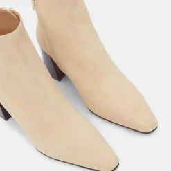 Femme Flattered Bottines en Velours de Cuir beiges - Talon 7 cm