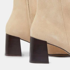 Femme Flattered Bottines en Velours de Cuir beiges - Talon 7 cm