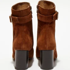 Sale Apologie Bottines en Velours de Cuir Pia camel - Talon 7,5 cm