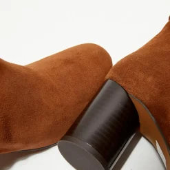 Sale Apologie Bottines en Velours de Cuir Pia camel - Talon 7,5 cm