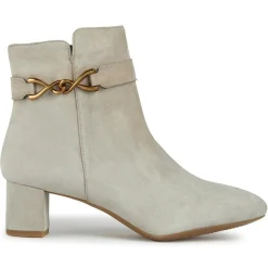 Femme Geox Bottines en Velours de Cuir Pheby 50 sable - Talon 5 cm