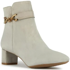 Femme Geox Bottines en Velours de Cuir Pheby 50 sable - Talon 5 cm