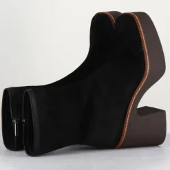 Garrice Lab Bottines en Velours de Cuir Carla noires - Talon 9 cm