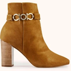 Cosmoparis Bottines en Velours de Cuir Reina tabac - Talon 8 cm