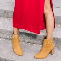 Cosmoparis Bottines en Velours de Cuir Reina tabac - Talon 8 cm