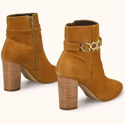 Cosmoparis Bottines en Velours de Cuir Reina tabac - Talon 8 cm