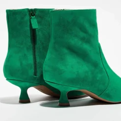 New Stuart Weitzman Bottines en Velours de Cuir Melena 50 vertes - Talon 5.5 cm