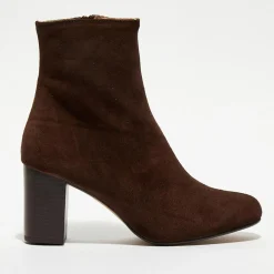 Hot Apologie Bottines en Velours de Cuir Ginny marron - Talon 7,5 cm