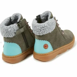 Hot Camper Bottines fourrées en Velours de Cuir Kido vert foncé