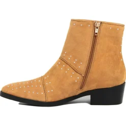 Hot Lab78 Bottines plates en Velours de Cuir Eleonore curry