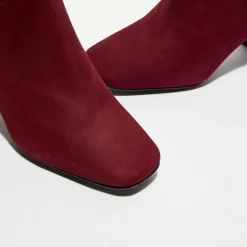 Sale Galeries Lafayette Bottines revers col rouge bordeaux