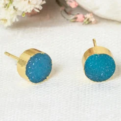 Discount Moonstone Boucle d'oreilles Noémie Drusy Bleu en Laiton doré
