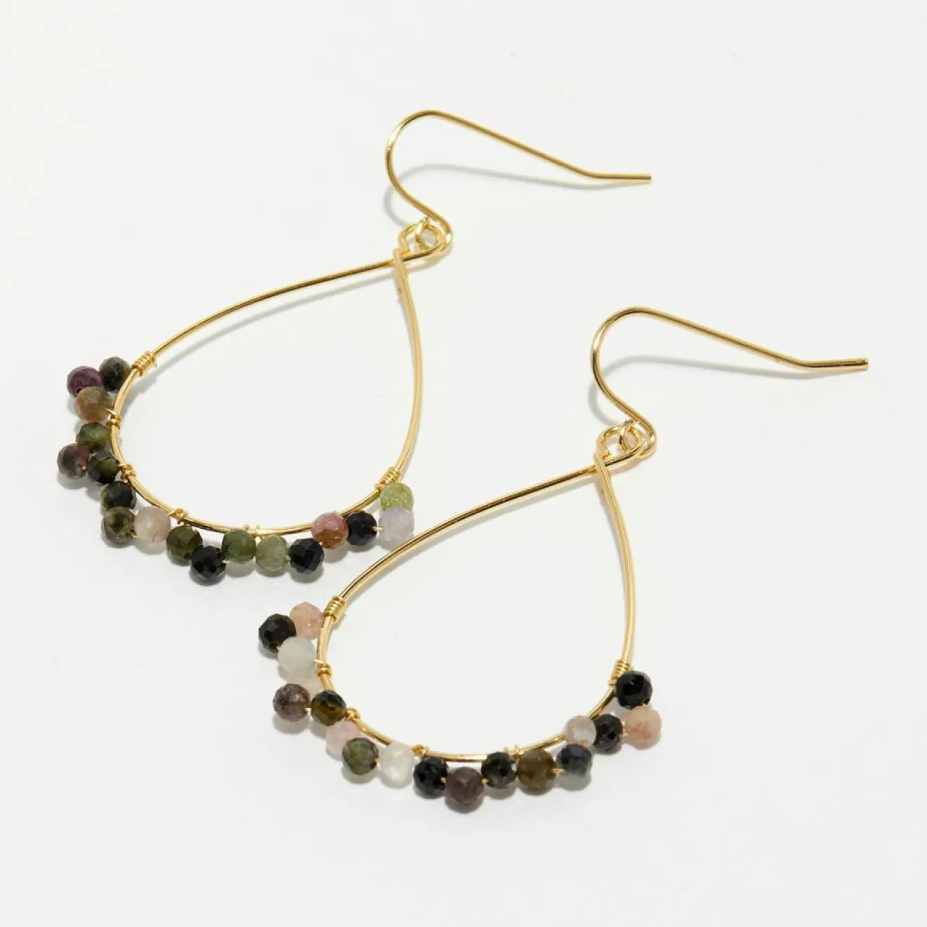 Best Moonstone Boucles d'oreilles Claudia Tourmaline multicolore en laiton doré