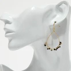 Best Moonstone Boucles d'oreilles Claudia Tourmaline multicolore en laiton doré