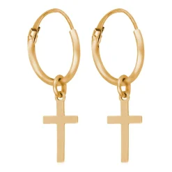 Sale Instant d'Or Boucles d'oreilles Croix or jaune