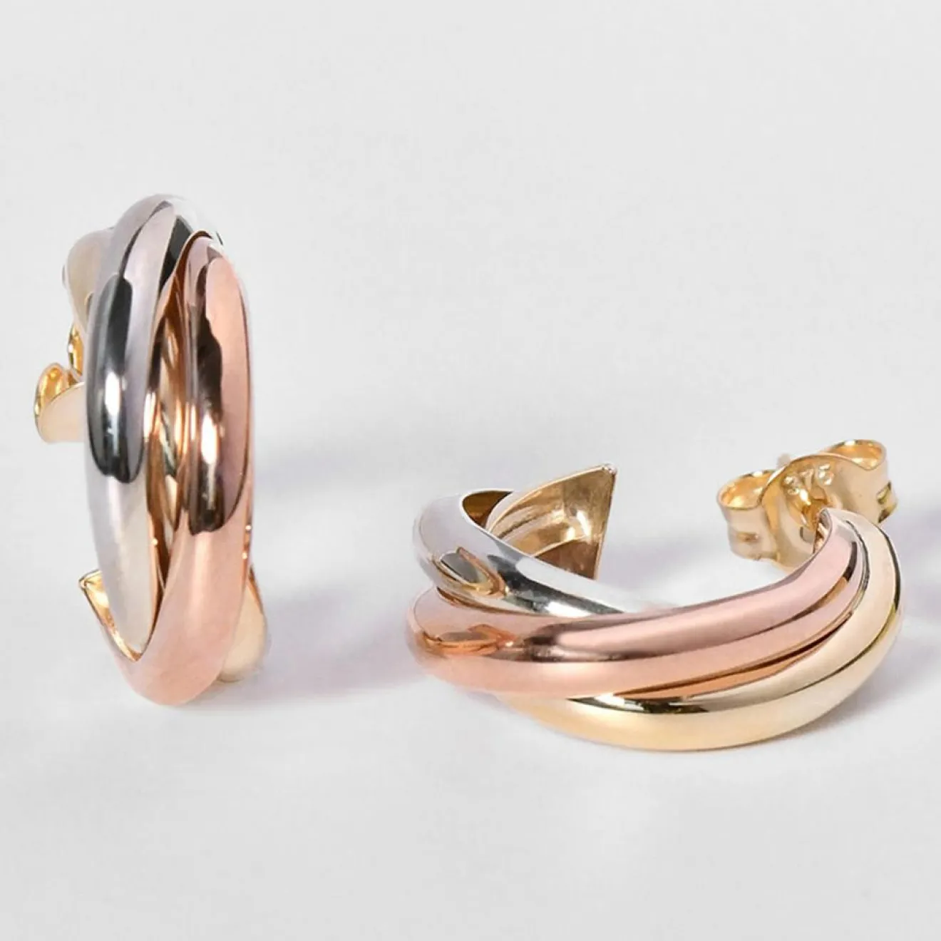 Femme Instant d'Or Boucles d'oreilles créoles or tricolore