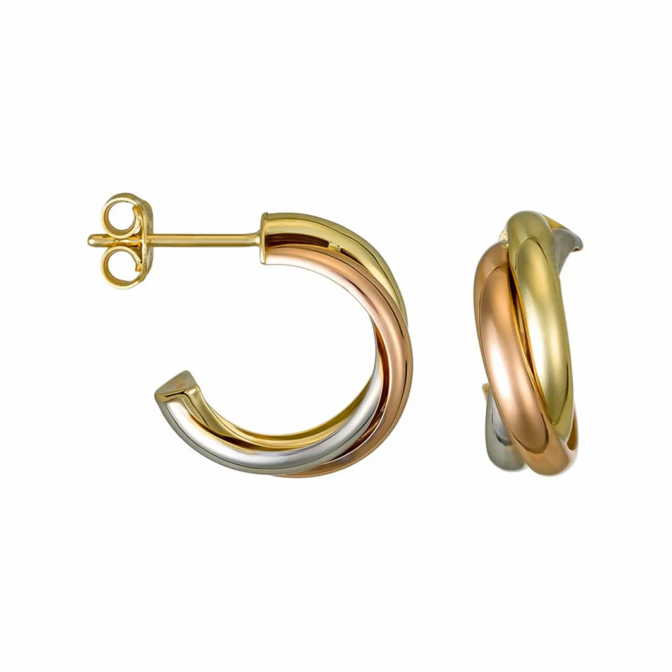 Femme Instant d'Or Boucles d'oreilles créoles or tricolore