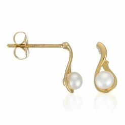 Femme Instant d'Or Boucles d'oreilles Goutte Perlée perle blanche or jaune