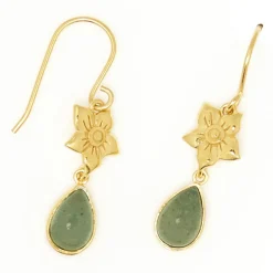 Best Moonstone Boucles d'oreilles Louisa Aventurine en laiton doré