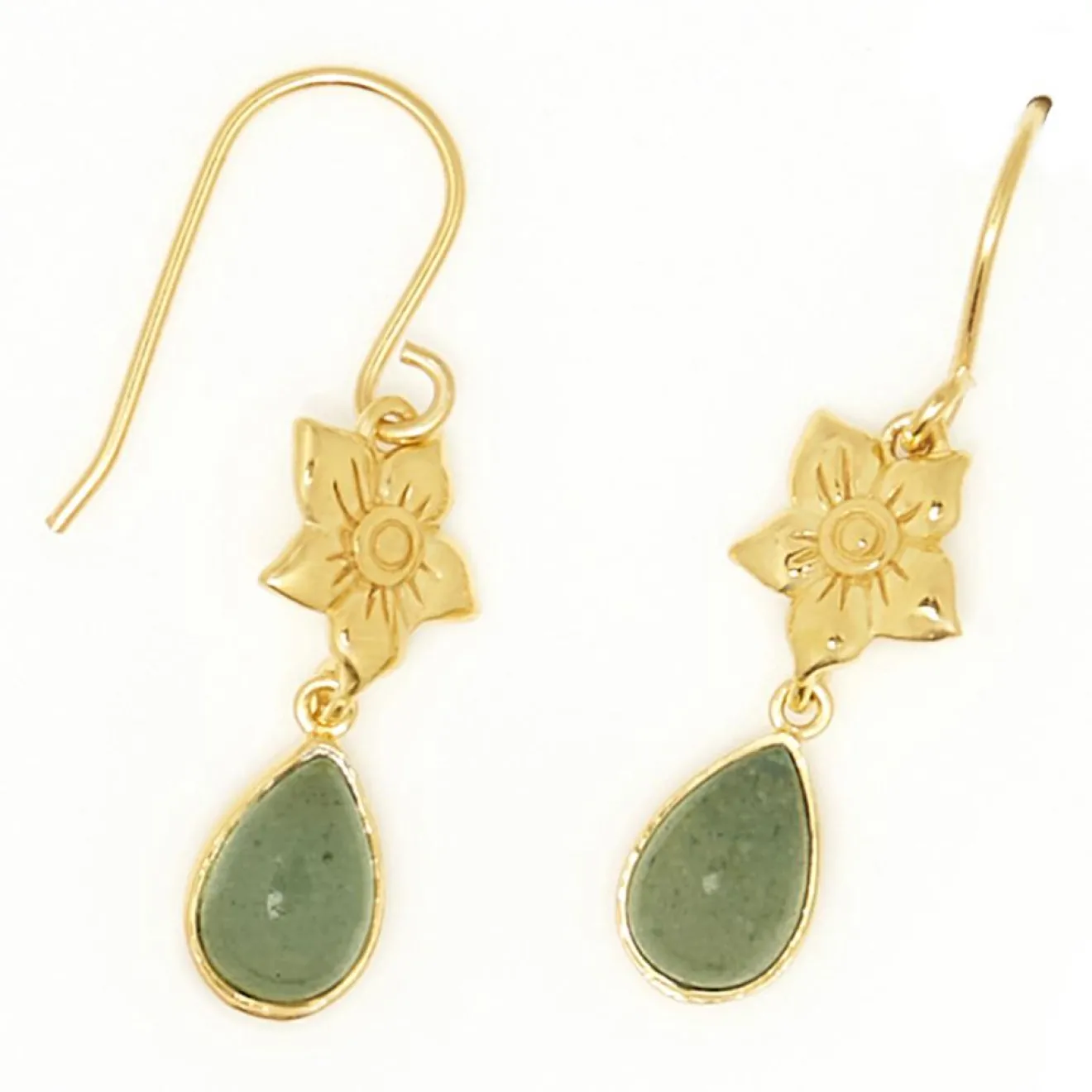 Best Moonstone Boucles d'oreilles Louisa Aventurine en laiton doré
