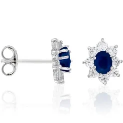 Femme Instant d'Or Boucles d'oreilles Nuit Etoilée bleue Saphirs 0.29 ct or blanc