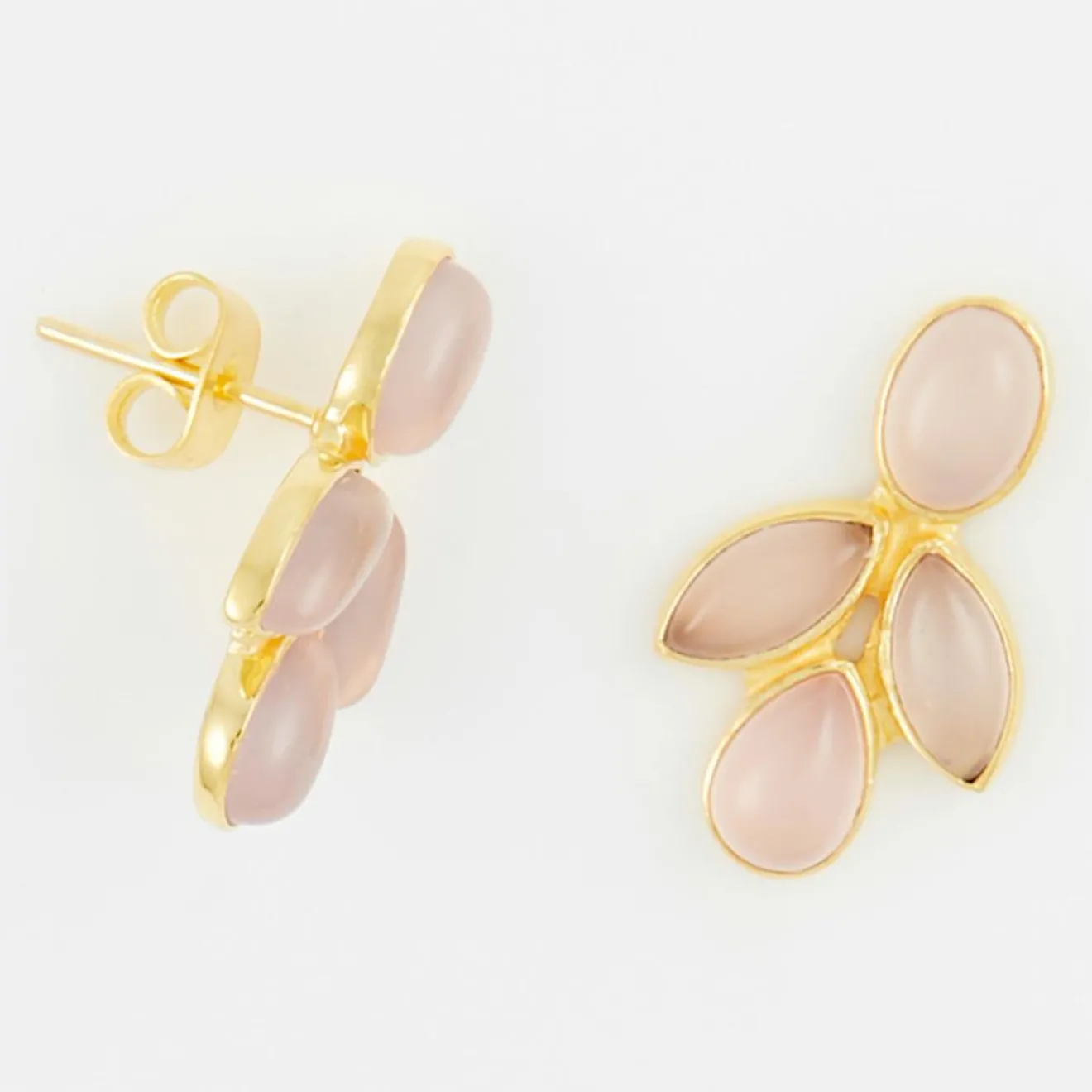 Moonstone Boucles d'oreilles opale roses en laiton doré