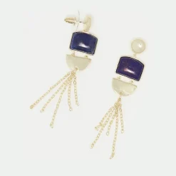 Femme Moonstone Boucles d'oreilles Peryne Lapis en Laiton doré