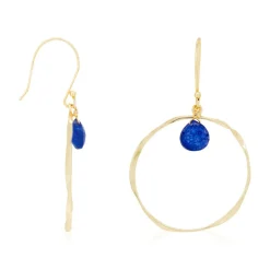 Femme Moonstone Boucles d'oreilles Véro Lapis Lazuli en laiton doré