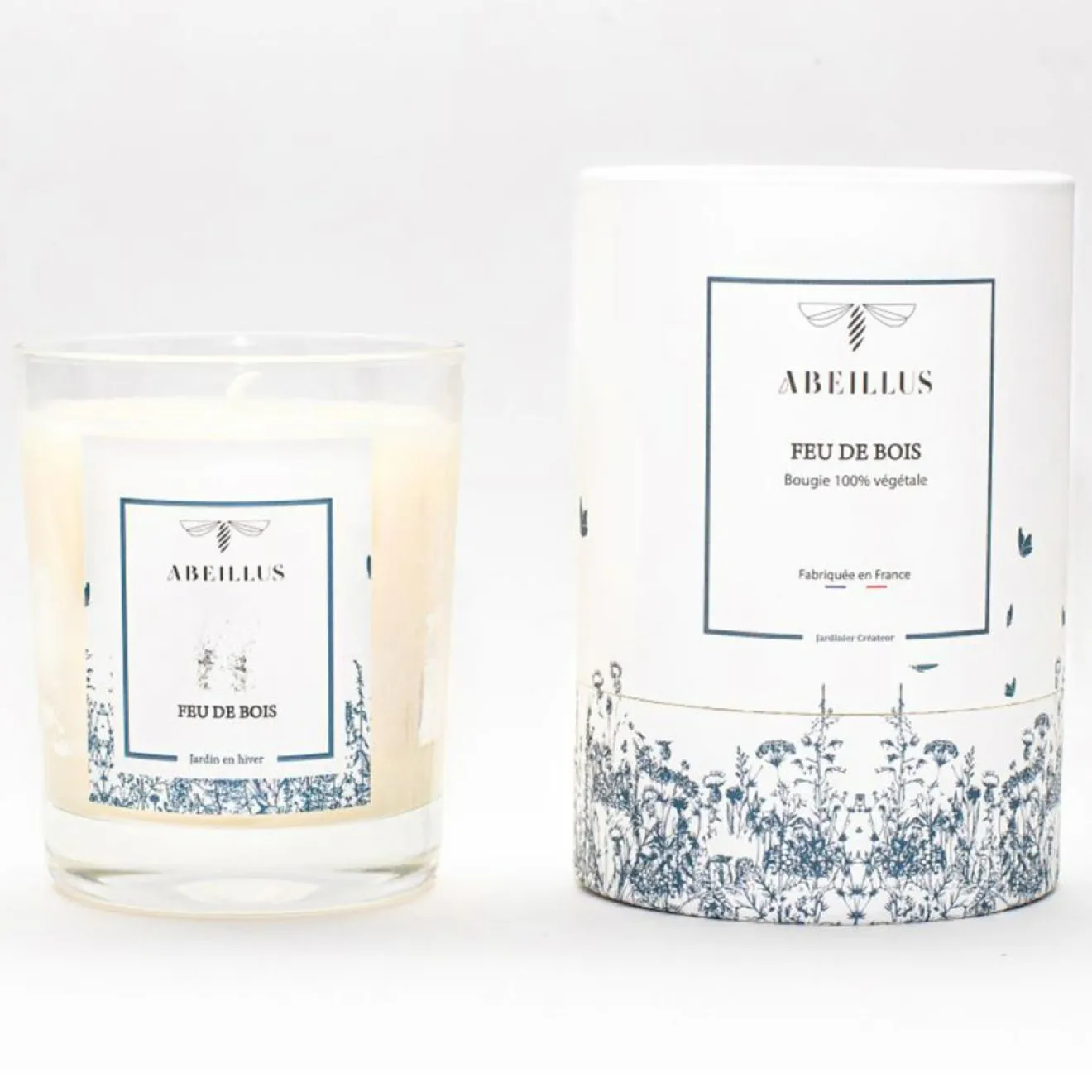 Abeillus Bougie parfumée Jardin en hiver Feu de bois ivoire - 45h