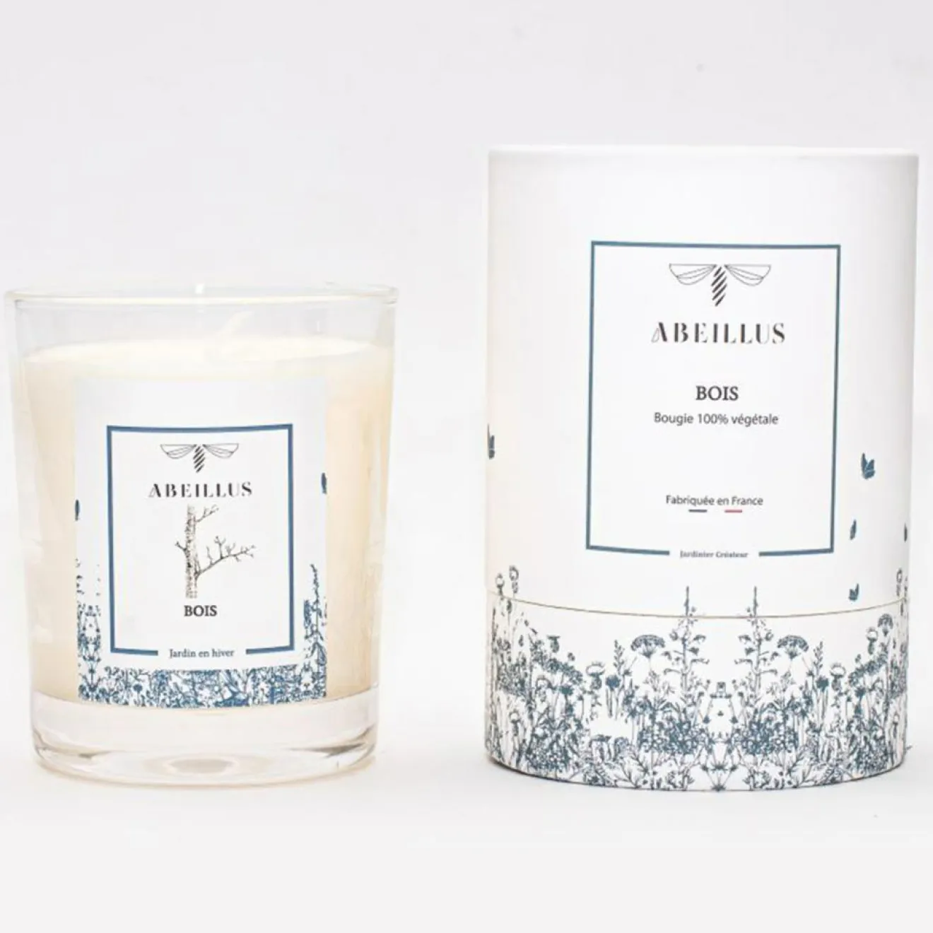 Abeillus Bougie parfumée Jardin en hiver Feu de bois ivoire - 45h