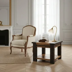 Bois & Chiffons Bout de canapé Bois Massif Acacia Moon Marron - 50x50x40 cm