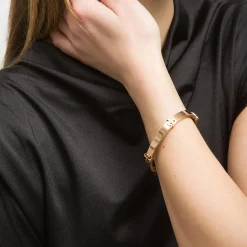 Femme Tory Burch Bracelet à charnière avec logo classique rose doré