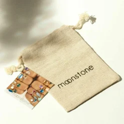 Femme Moonstone Bracelet Elisa Jade noire en laiton doré