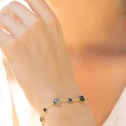 Hot Moonstone Bracelet Neela Labradorite & Jade en laiton doré