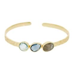 Femme Moonstone Bracelet Pénélope Labradorite & verre facetté en laiton doré