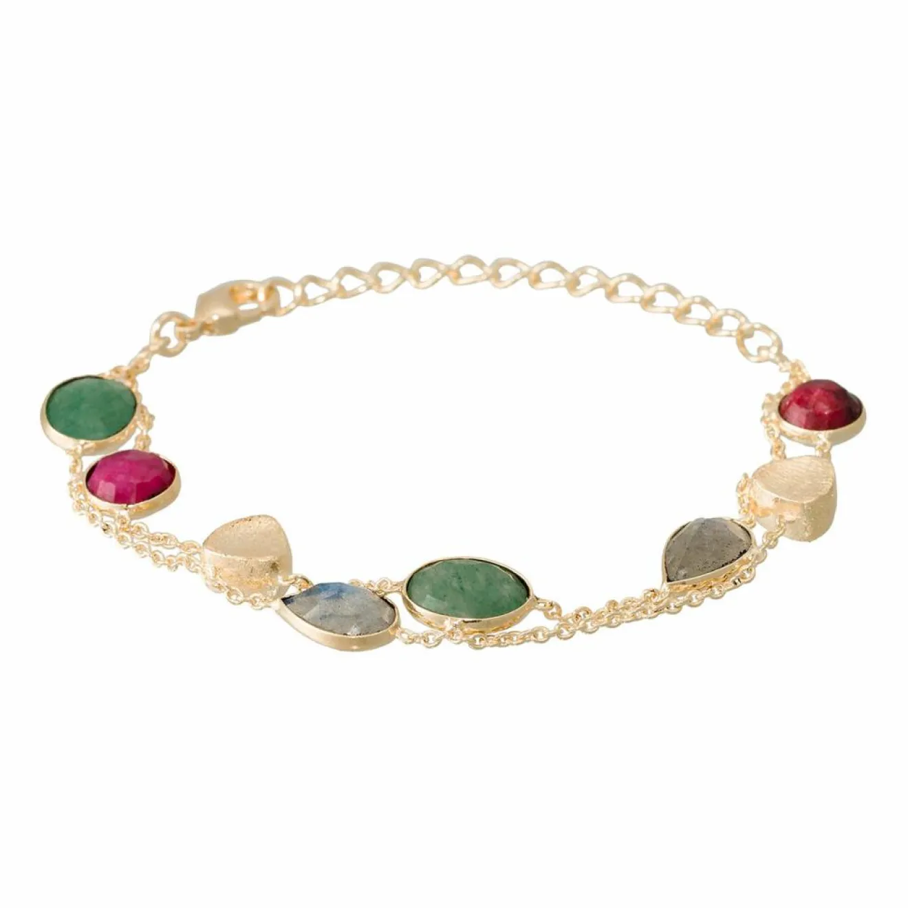 Clearance Moonstone Bracelet Théa Labradorite & Aventurine en laiton doré