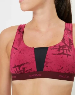 Outlet Odlo Brassière Padded Médium imprimée sangria