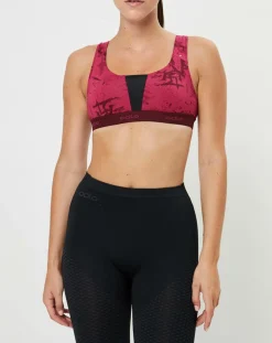 Outlet Odlo Brassière Padded Médium imprimée sangria