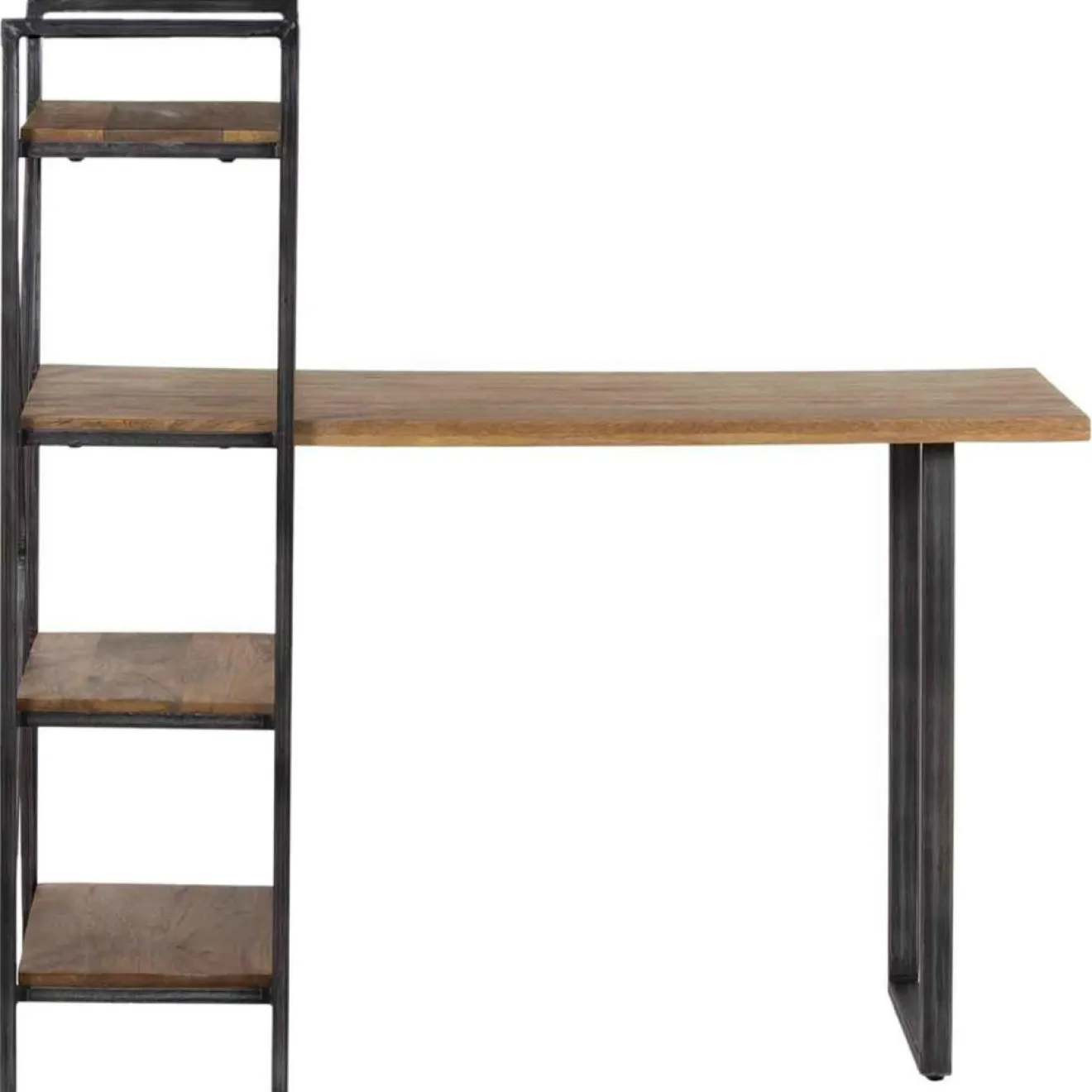 Online Bois & Chiffons Bureau avec étagère manguier stockholm noir - 130x60x130 cm