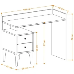 Wooden Art Bureau Puuk chêne - 100x80x45 cm